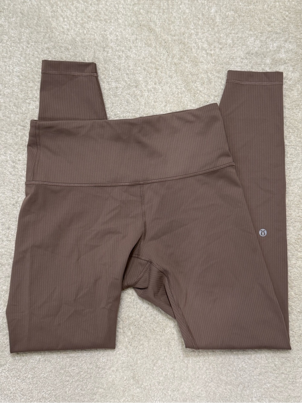 Lululemon Wunder Train High Rise Ribbed Leggings 28" Taupetastic Size 8 - Picture 3 of 11